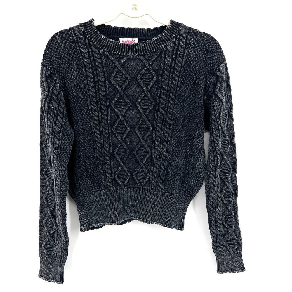 Madrag retro cable knit cropped sweater black 90s y2k grunge 100% cotton M